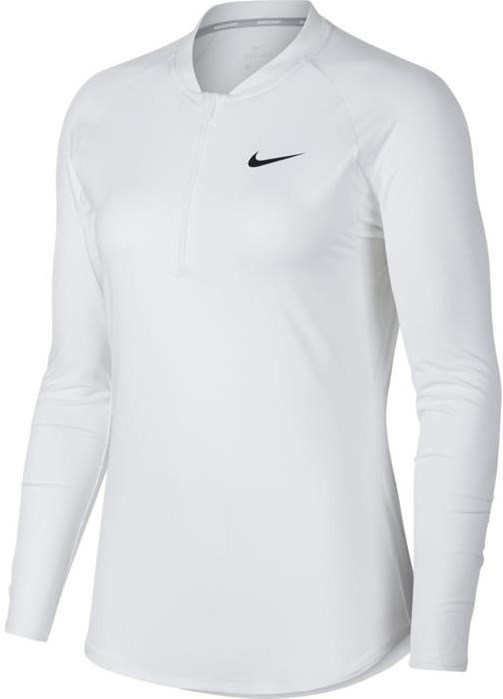Футболка женская Nike Court Dry 1/2 Zip White/Black  888170-100  su18 - фото 11575
