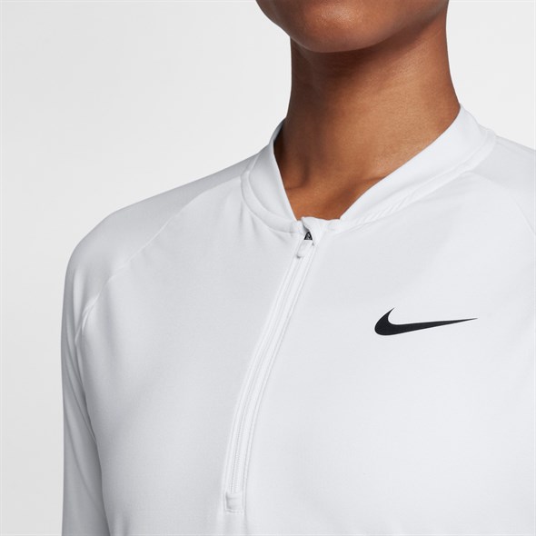 Футболка женская Nike Court Dry 1/2 Zip White/Black  888170-100  su18 - фото 11579