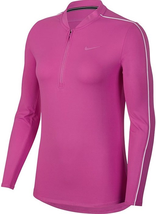 Футболка женская Nike Court Dry 1/2 Zip Active Fuchsia/White  939322-623  sp19 - фото 11611