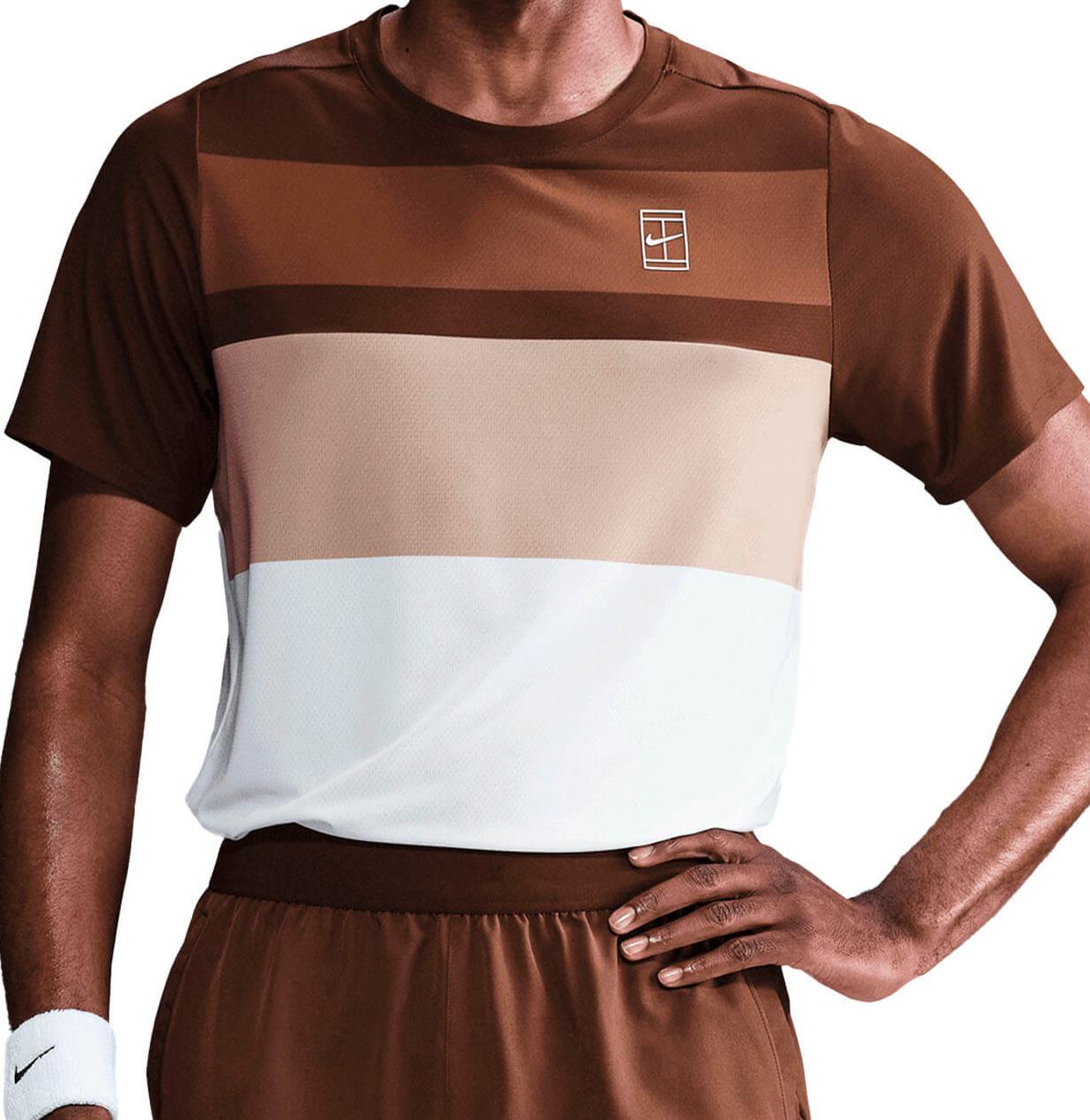 Футболка мужская Nike Court Dri-Fit Advantage Print  Cacao Wow/White