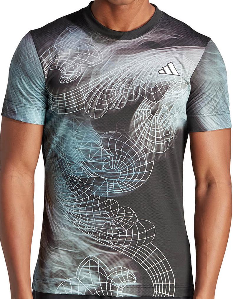 Футболка мужская Adidas Printed Pro Black/Semi Flash Aqua/Dash Grey
