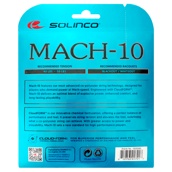 Струна теннисная Solinco MACH-10 1.30 (12 метров)