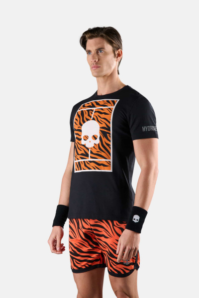 Футболка мужская Hydrogen Tennis Court Cotton Tee Black Orange Tiger