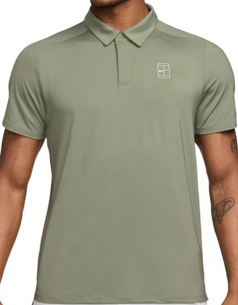 Поло мужское Nike Court Advantage Polo Oil Green/White
